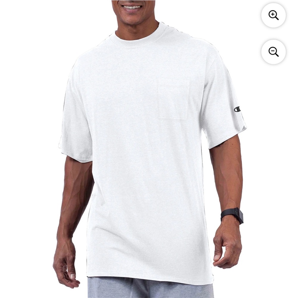 Champion White Short-Sleeve Pocket Tee